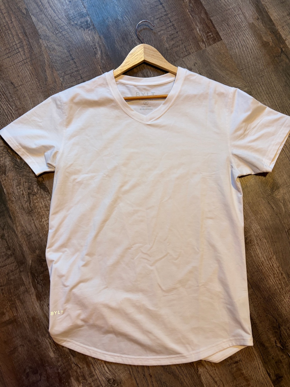 BYLT Basics White Drop Cut V-Neck Lux Active Performance Men's Shirt